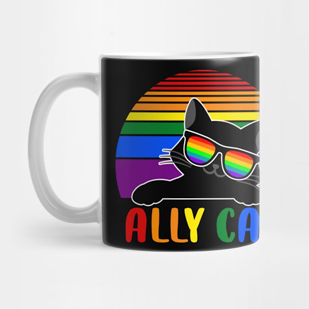 LGBT Ally Cat Be Kind Gay Rainbow Funny LGBTQ Flag Gay Pride by marisamegan8av